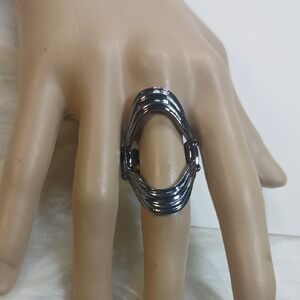 Paparazzi Shiny Metallic Black Statement Ring Strech